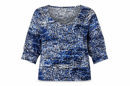 JD Williams Womens Blue Geometric Polyester Basic Blouse Size 12 Round Neck
