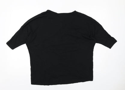 Diverse Womens Black Viscose Basic Blouse Size L Round Neck