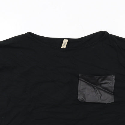 Diverse Womens Black Viscose Basic Blouse Size L Round Neck