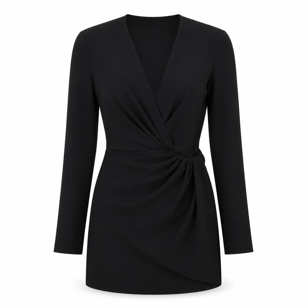 Zara Womens Black Polyester Mini Size S V-Neck Zip