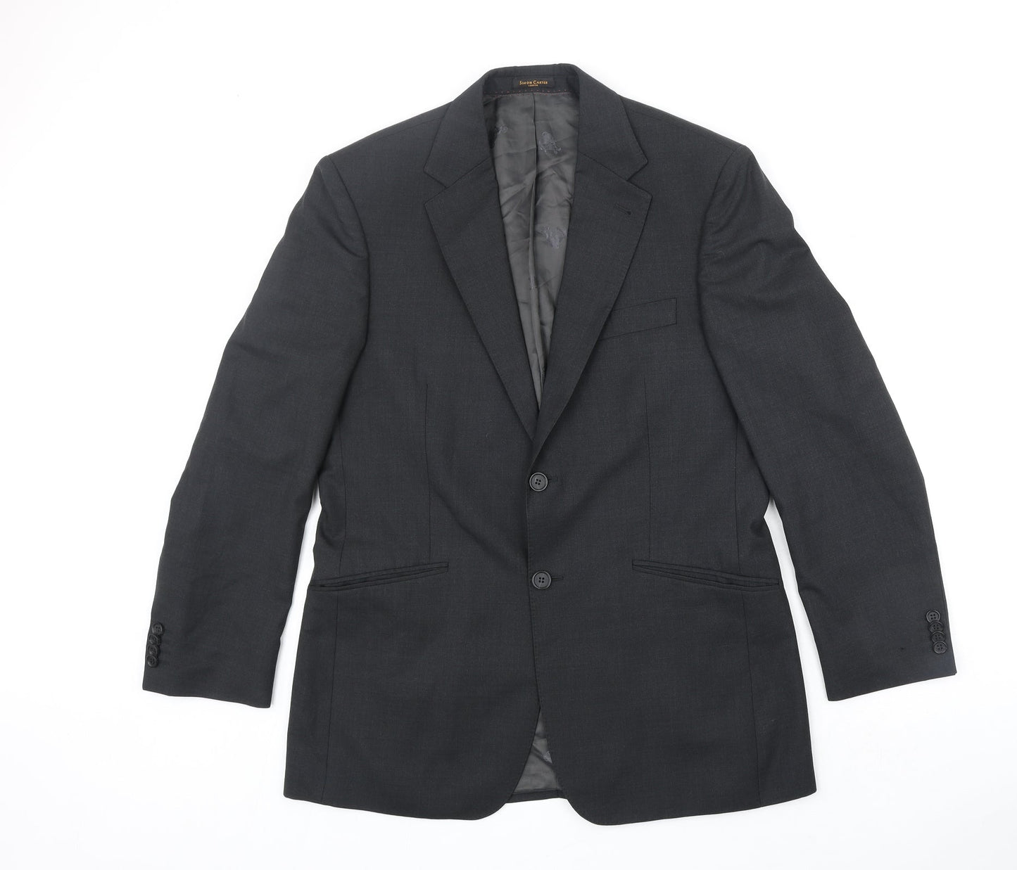Simon Carter Mens Black Polyester Jacket Suit Jacket Size M Regular
