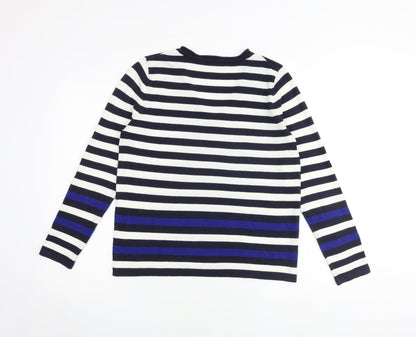Marks & Spencer Womens Multicoloured V-Neck Striped Acrylic Pullover Jumper Size 14