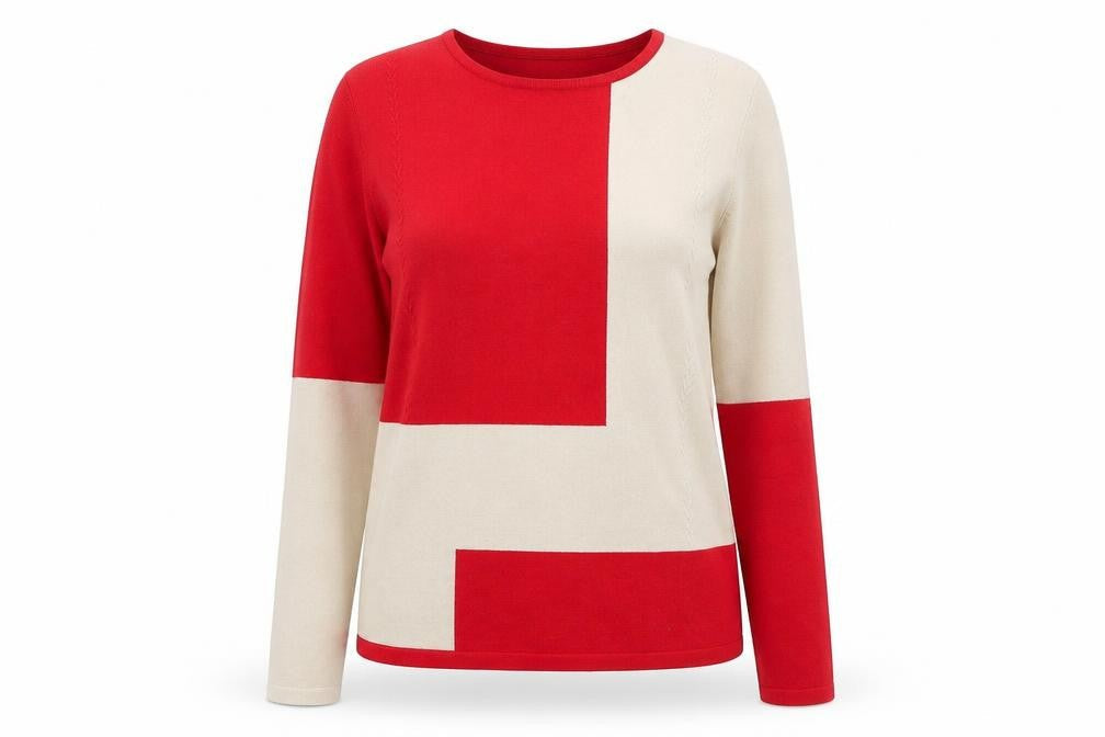 JUST ELEGANCE Womens Multicoloured Round Neck Viscose Pullover Jumper Size S - Colourblock