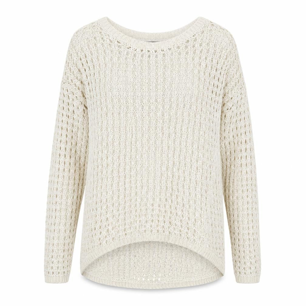 Warehouse Womens Beige Round Neck Acrylic Pullover Jumper Size 14