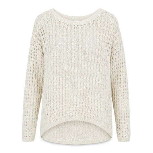 Warehouse Womens Beige Round Neck Acrylic Pullover Jumper Size 14
