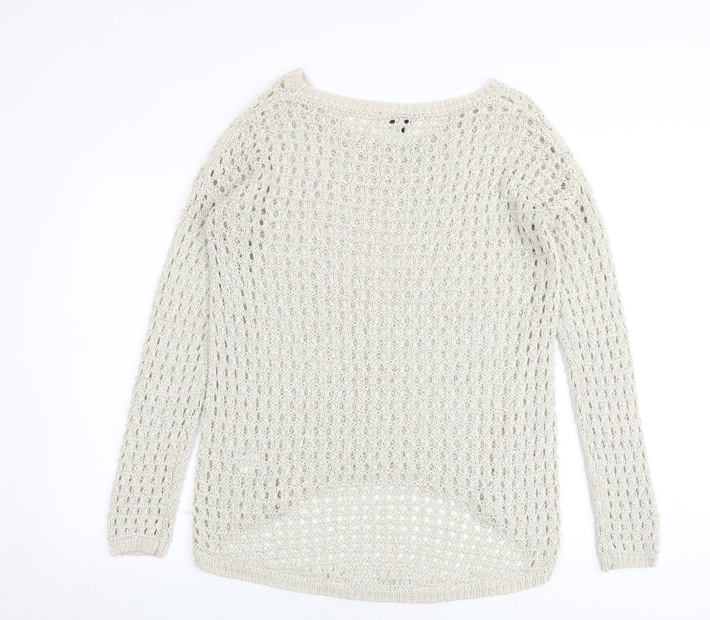 Warehouse Womens Beige Round Neck Acrylic Pullover Jumper Size 14