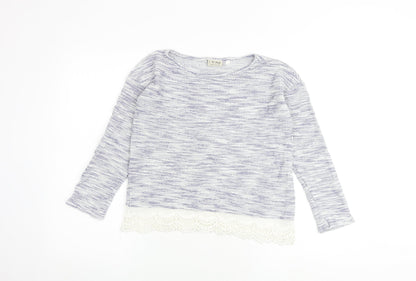 Next Girls Blue Round Neck 100% Cotton Pullover Jumper Size 10 Years Pullover