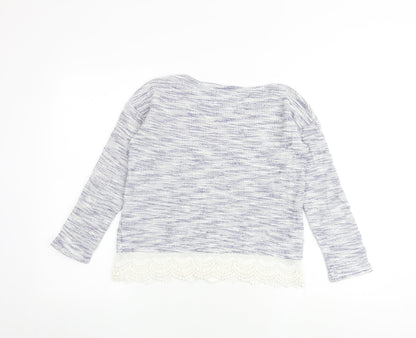 Next Girls Blue Round Neck 100% Cotton Pullover Jumper Size 10 Years Pullover
