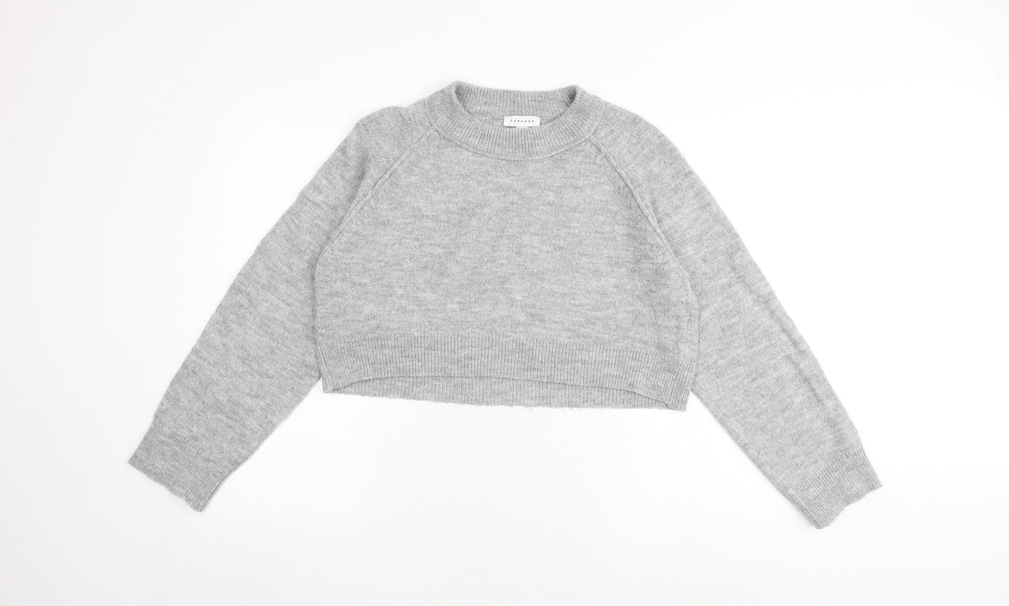 Topshop Womens Grey Round Neck Acrylic Pullover Jumper Size S