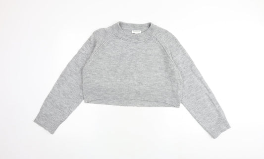 Topshop Womens Grey Round Neck Acrylic Pullover Jumper Size S