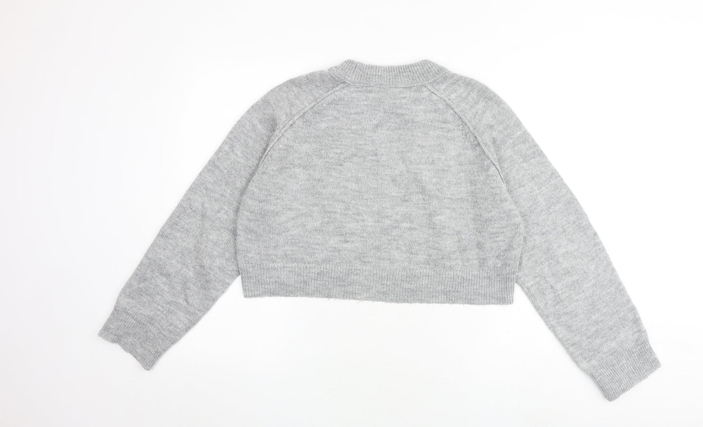 Topshop Womens Grey Round Neck Acrylic Pullover Jumper Size S