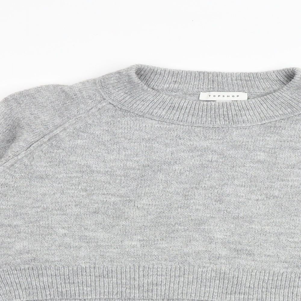 Topshop Womens Grey Round Neck Acrylic Pullover Jumper Size S