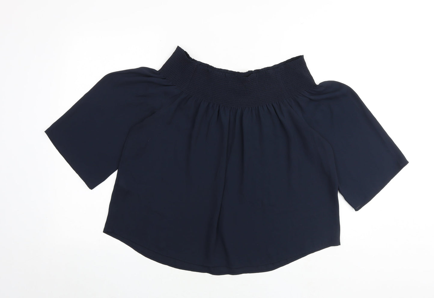Warehouse Womens Blue Polyester Basic Blouse Size 12 Round Neck