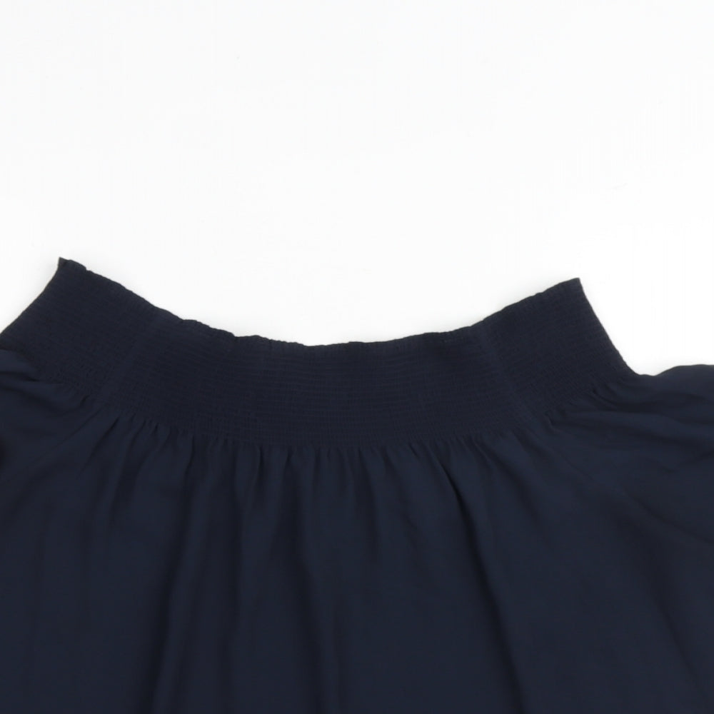 Warehouse Womens Blue Polyester Basic Blouse Size 12 Round Neck