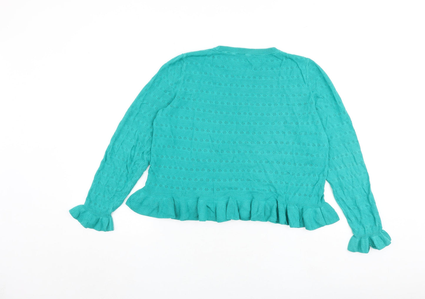 Marks and Spencer Womens Green Crew Neck Viscose Pullover Jumper Size 14