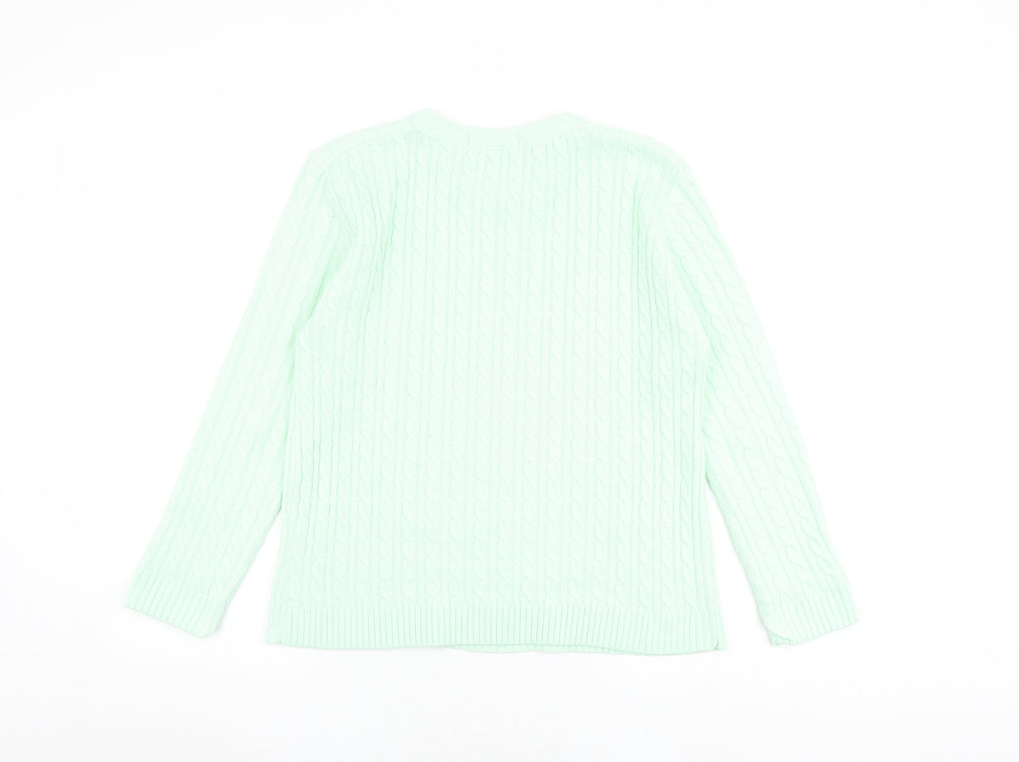 Pure & Natural Womens Green Round Neck Acrylic Pullover Jumper Size M - Size M-L