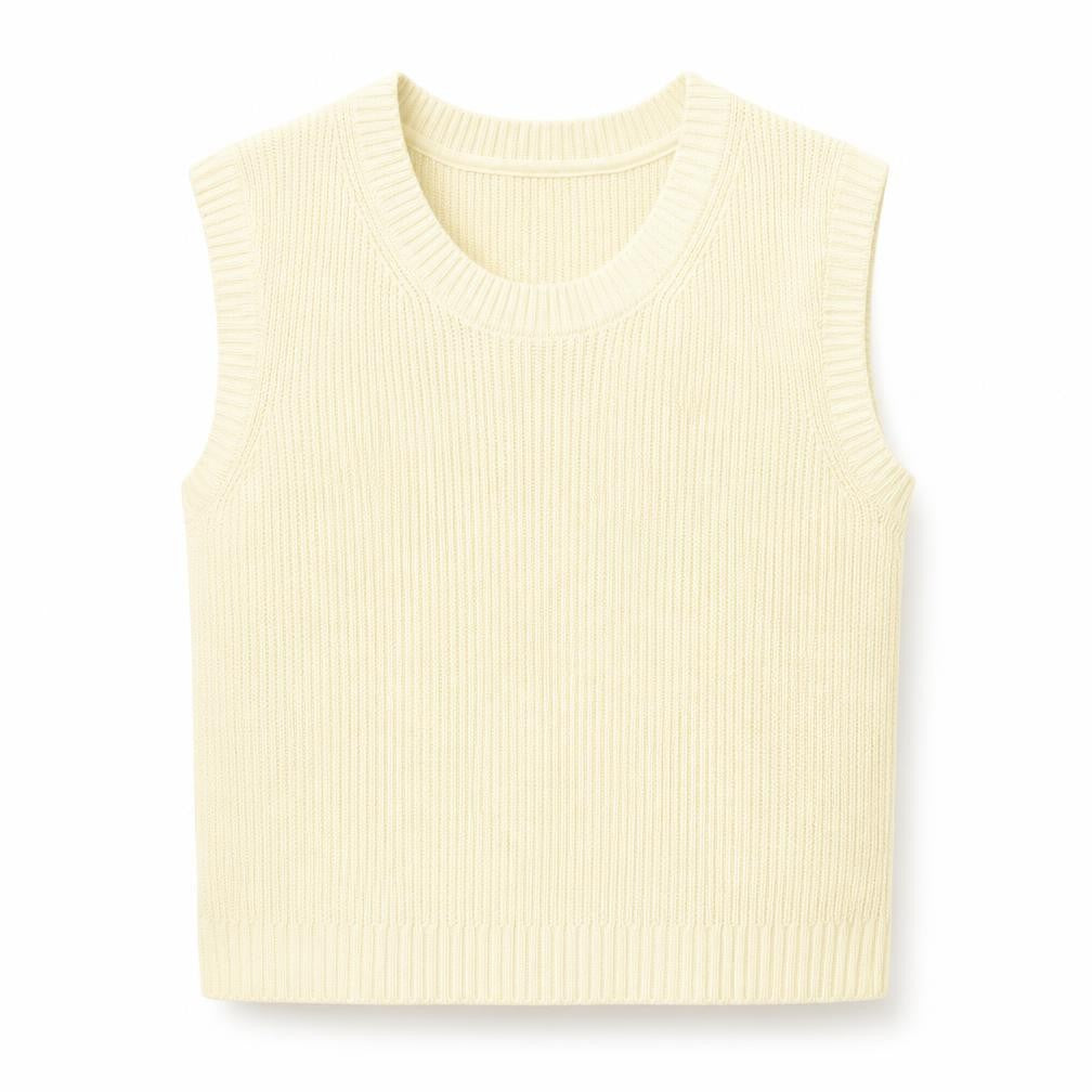 Bonprix Womens Ivory Round Neck Acrylic Vest Jumper Size L