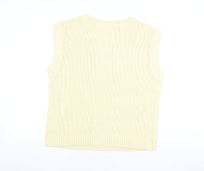 Bonprix Womens Ivory Round Neck Acrylic Vest Jumper Size L