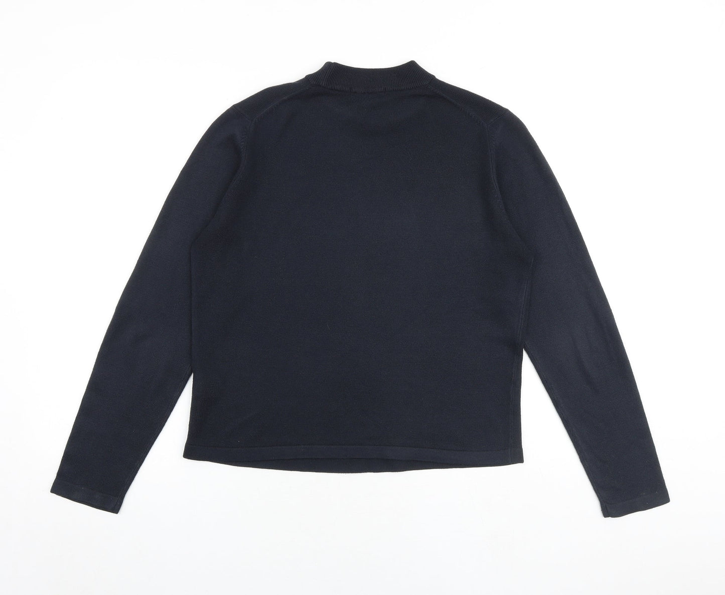 Marks and Spencer Womens Blue Mock Neck Acrylic Pullover Jumper Size 14