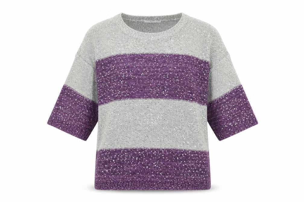 Klass Womens Purple Round Neck Cotton Pullover Jumper Size M - Colourblock