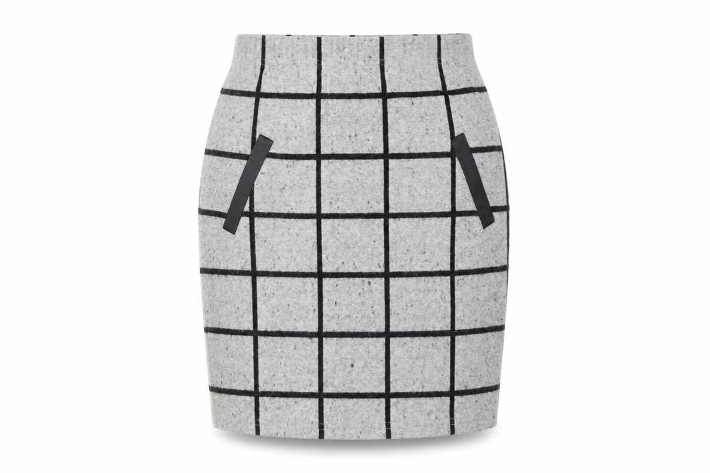 Select Womens Grey Check Polyester Straight & Pencil Skirt Size 8