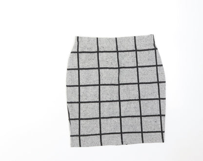 Select Womens Grey Check Polyester Straight & Pencil Skirt Size 8