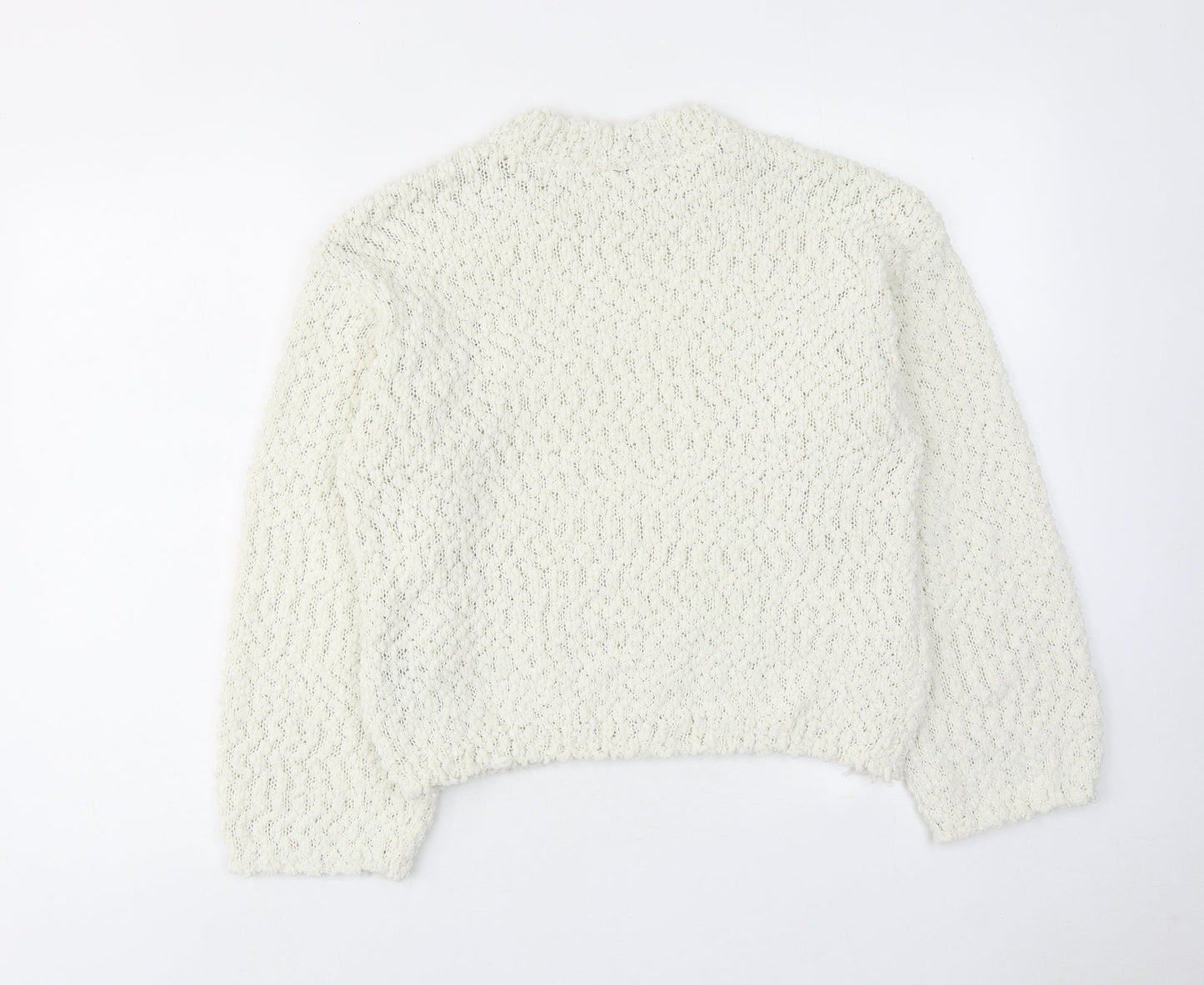 H&M Womens Ivory Round Neck Polyester Pullover Jumper Size 2XS