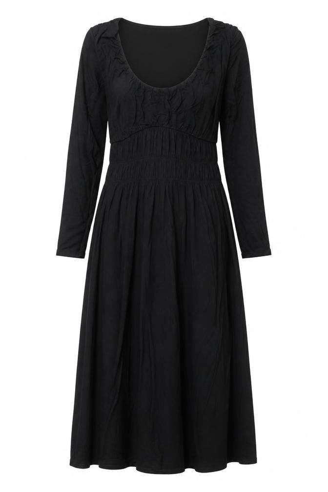 Marks & Spencer Womens Black Viscose A-Line Size 8 Scoop Neck Pullover