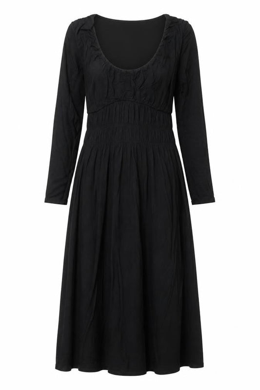 Marks & Spencer Womens Black Viscose A-Line Size 8 Scoop Neck Pullover