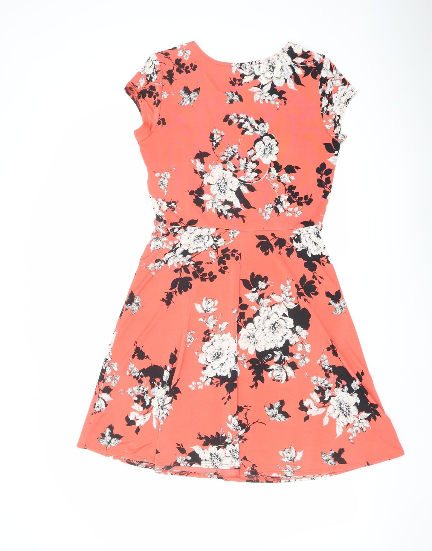 Billie & Blossom Womens Orange Floral Polyester A-Line Size 12 Round Neck Pullover