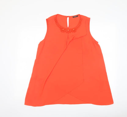 Additional front view of Roman women’s orange polyester basic tank, size UK 14, round neck