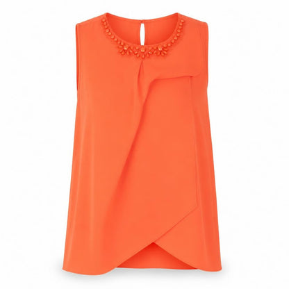 Front view of Roman women’s orange polyester basic tank, size UK 14, round neck