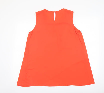 Back view of Roman women’s orange polyester basic tank, size UK 14, round neck