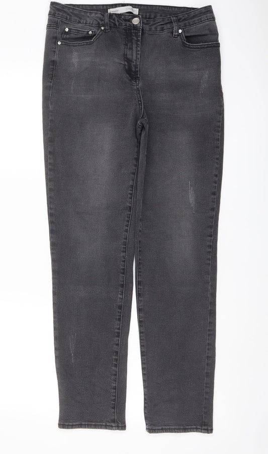 George Womens Grey Cotton Tapered Jeans Size 12 L28 in Regular Button
