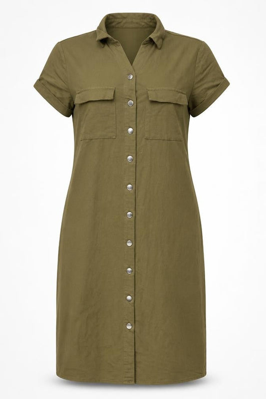 VILA Womens Green Viscose Shirt Dress Size XS Collared Snap