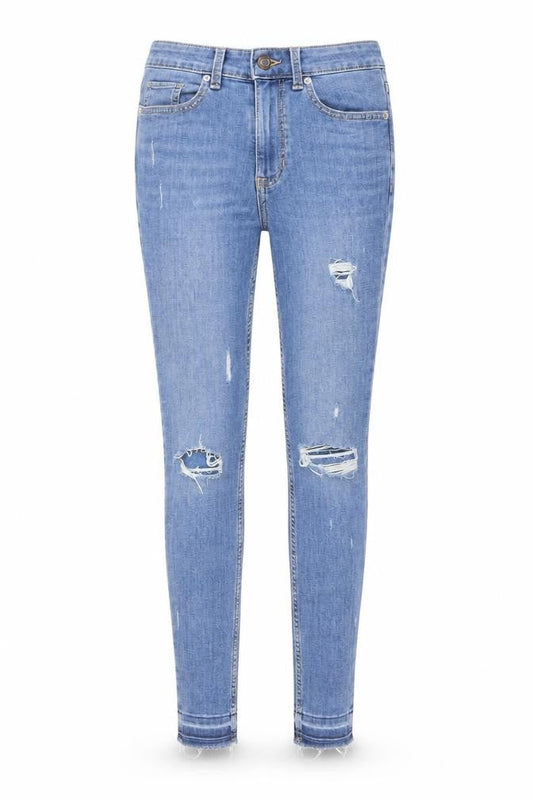 Marks & Spencer Womens Blue Cotton Skinny Jeans Size 8 L25 in Regular Button