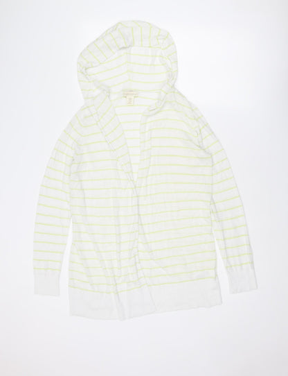 Cynthia Rowley Womens White V-Neck Striped Linen Pullover Jumper Size M