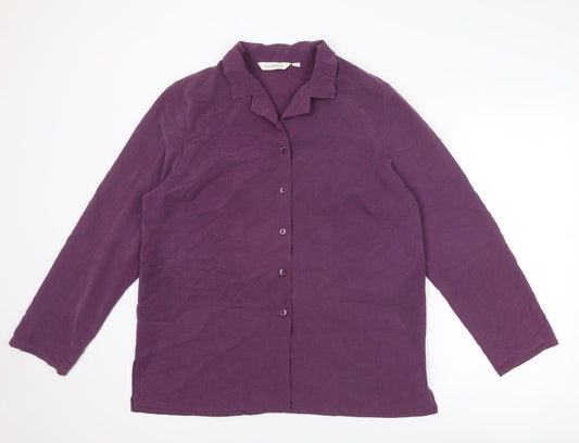 Holmewood Womens Purple Polyamide Basic Button-Up Size 16 Collared