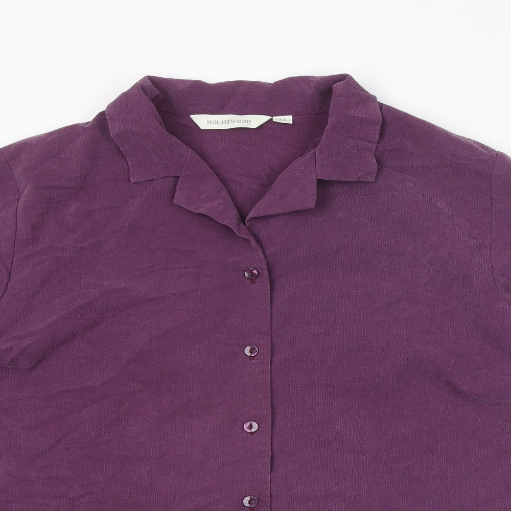 Holmewood Womens Purple Polyamide Basic Button-Up Size 16 Collared