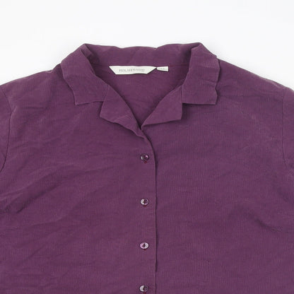 Holmewood Womens Purple Polyamide Basic Button-Up Size 16 Collared