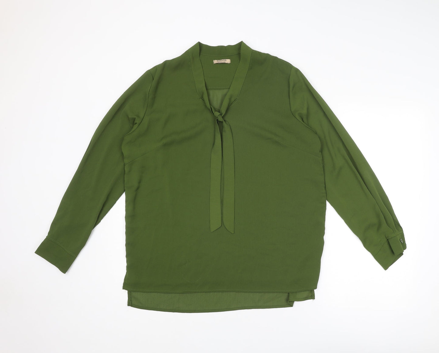 ACEVOG Womens Green Polyester Basic Blouse Size L Round Neck