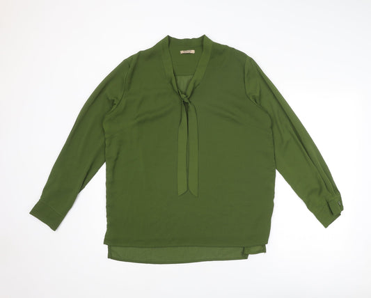 ACEVOG Womens Green Polyester Basic Blouse Size L Round Neck