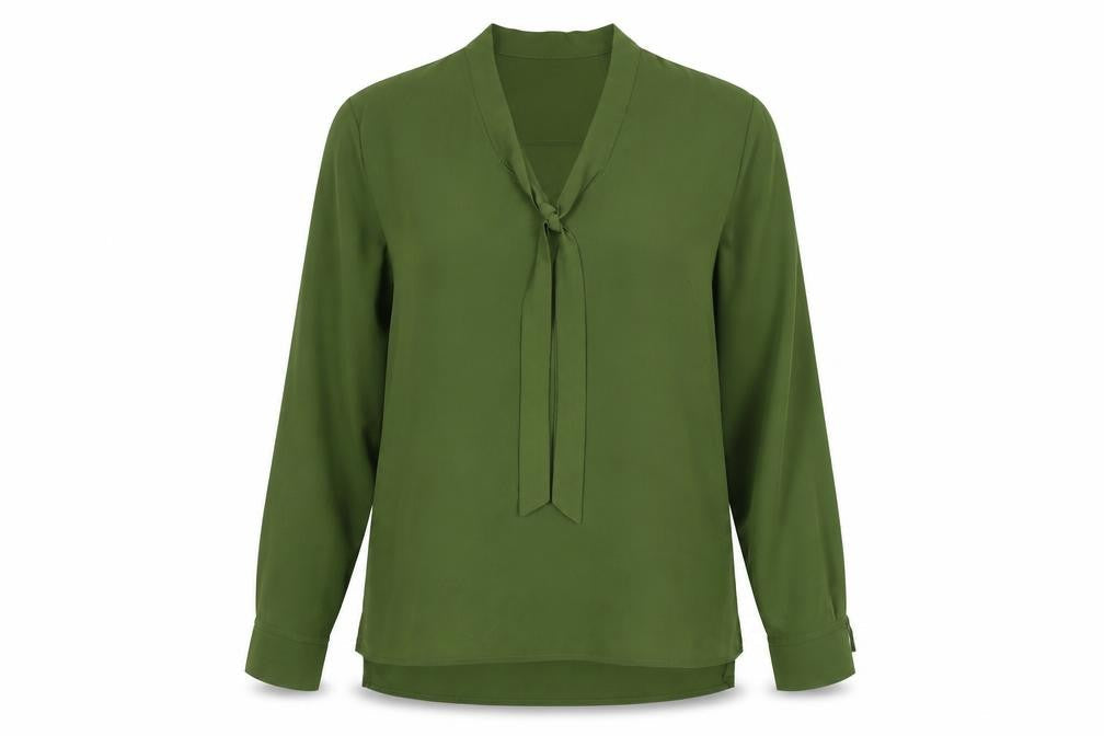 ACEVOG Womens Green Polyester Basic Blouse Size L Round Neck