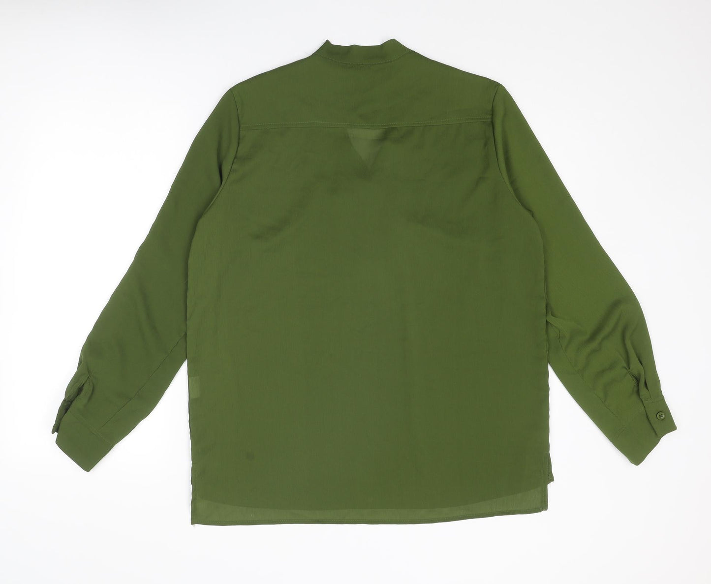 ACEVOG Womens Green Polyester Basic Blouse Size L Round Neck