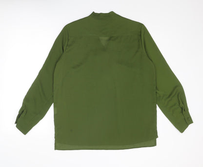 ACEVOG Womens Green Polyester Basic Blouse Size L Round Neck
