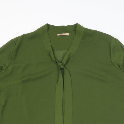 ACEVOG Womens Green Polyester Basic Blouse Size L Round Neck