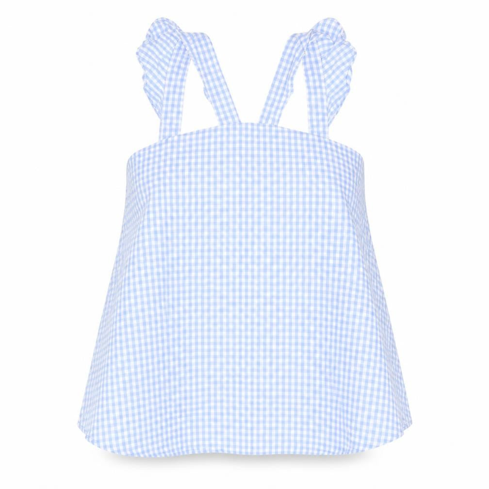 River Island Womens Blue Plaid Cotton Basic Tank Size 10 V-Neck - Asymmetric Neckline