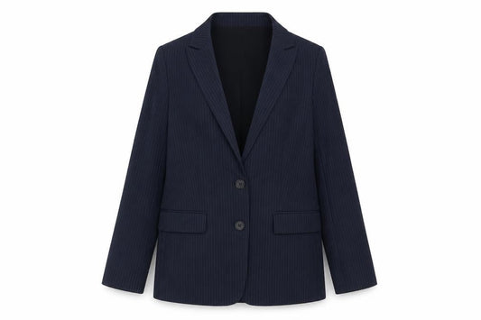 Marks & Spencer Womens Blue Pinstripe Polyester Jacket Suit Jacket Size 10