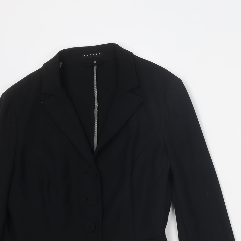 Sisley Womens Black Jacket Blazer Size 14 Button