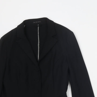 Sisley Womens Black Jacket Blazer Size 14 Button